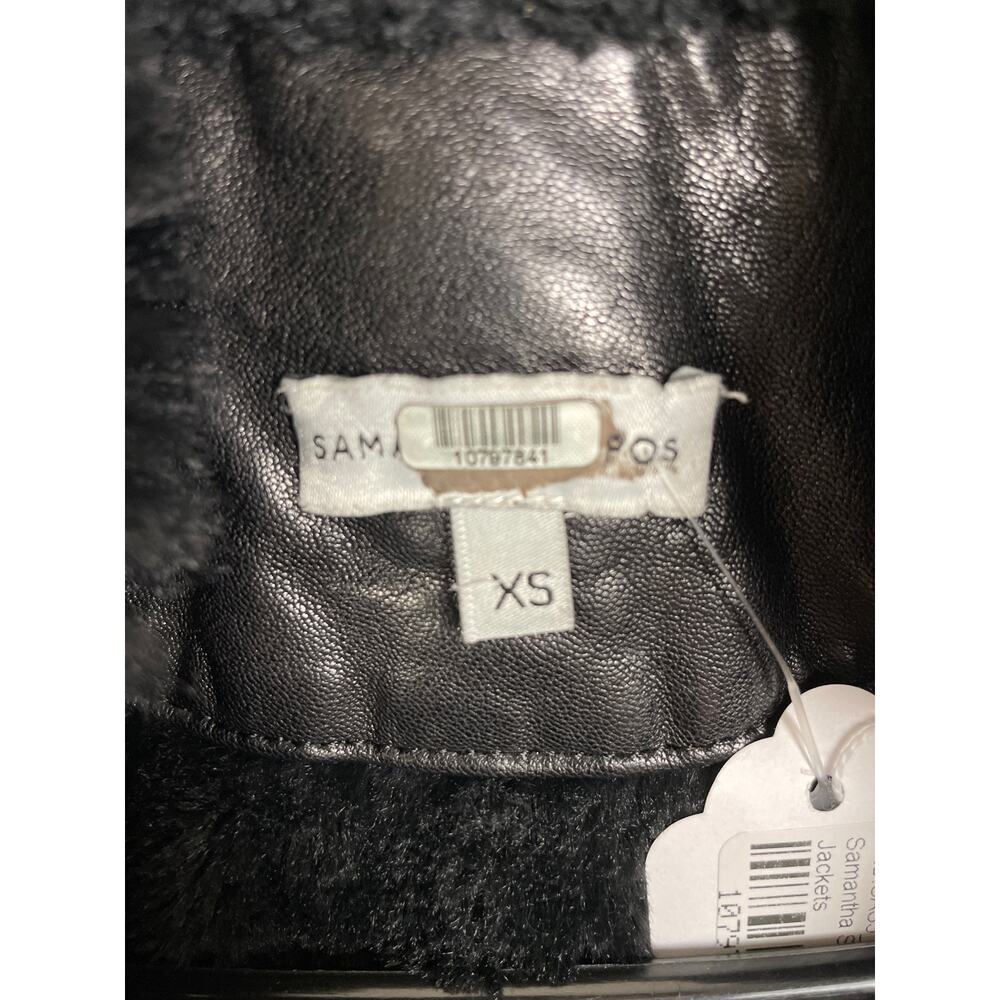 Samantha Sipos Seeing Stars black leather fur collar moto jacket XS Biker Glam - Picture 3 of 6